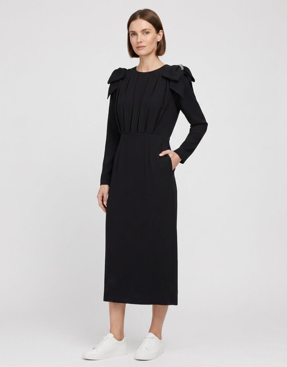 Lebkoff Designs Black Midi Stretch Dress Women Size Small